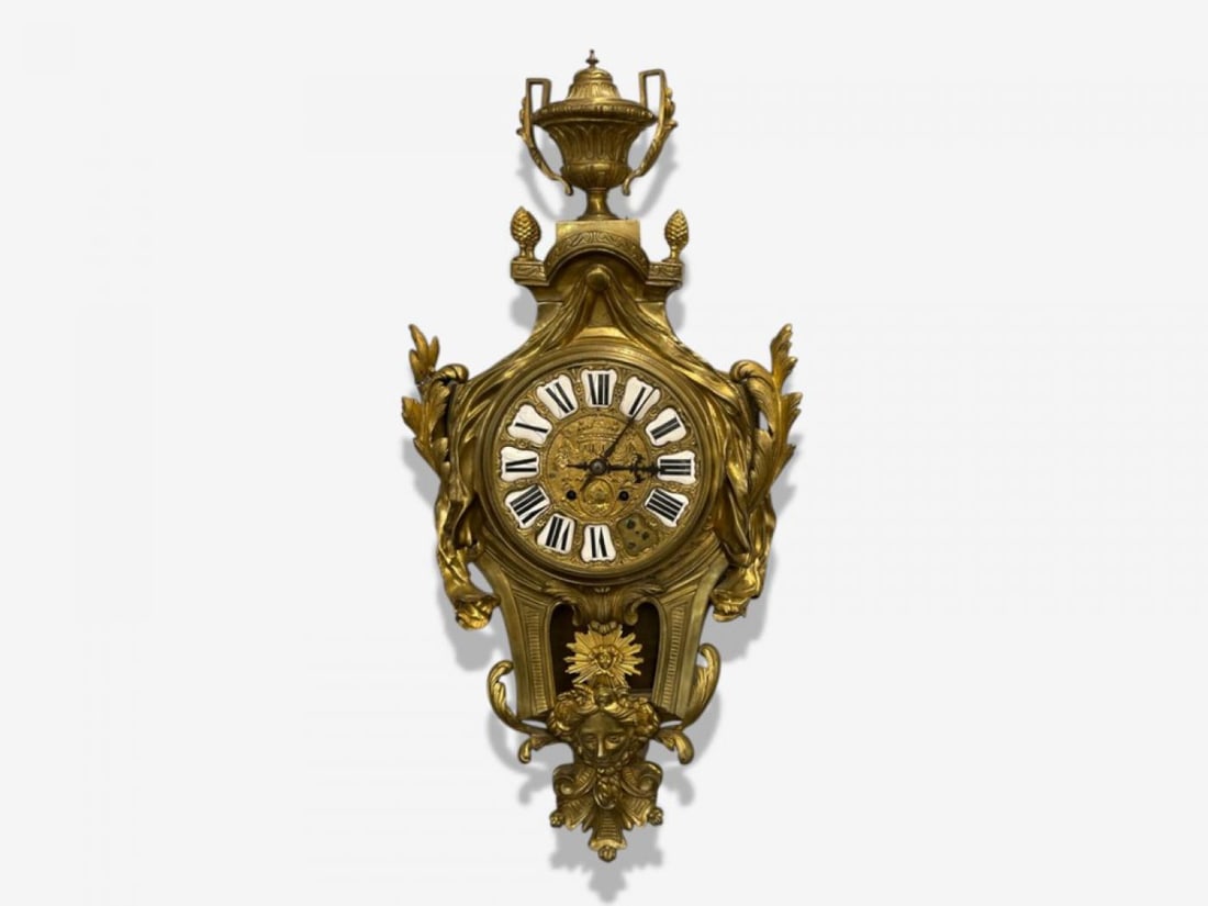 Louis XV, Figural Cartel Clock, Dore Bronze, France, 19th/20th c. - 2
