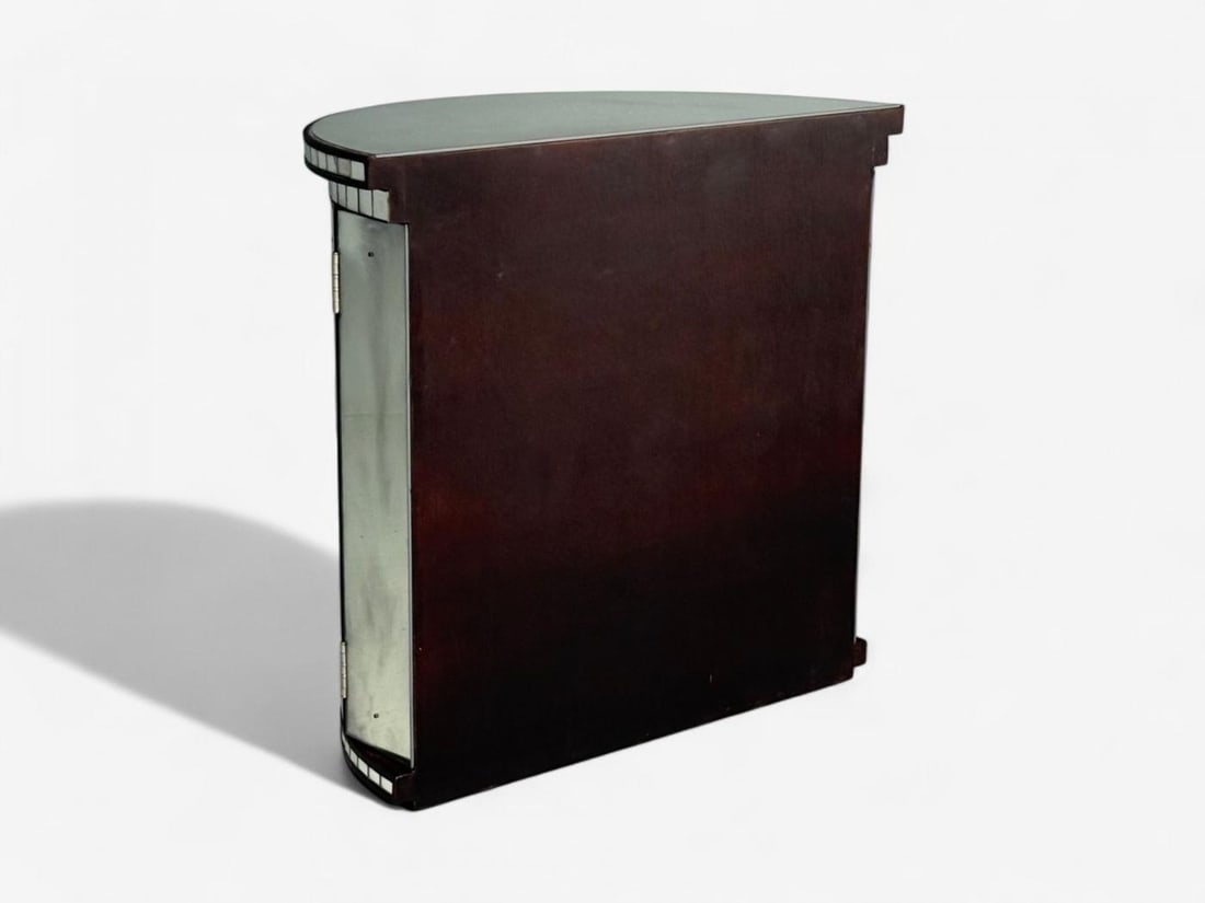 Hollywood Regency Style, Distressed Glass, Mirrored Demilune Cabinet - 12