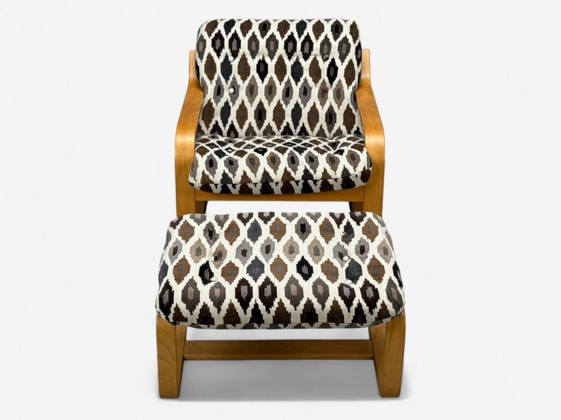 Westnofa, Bentwood, Fabric, Lounge Chair and Ottoman, Norway, 1960s - 9
