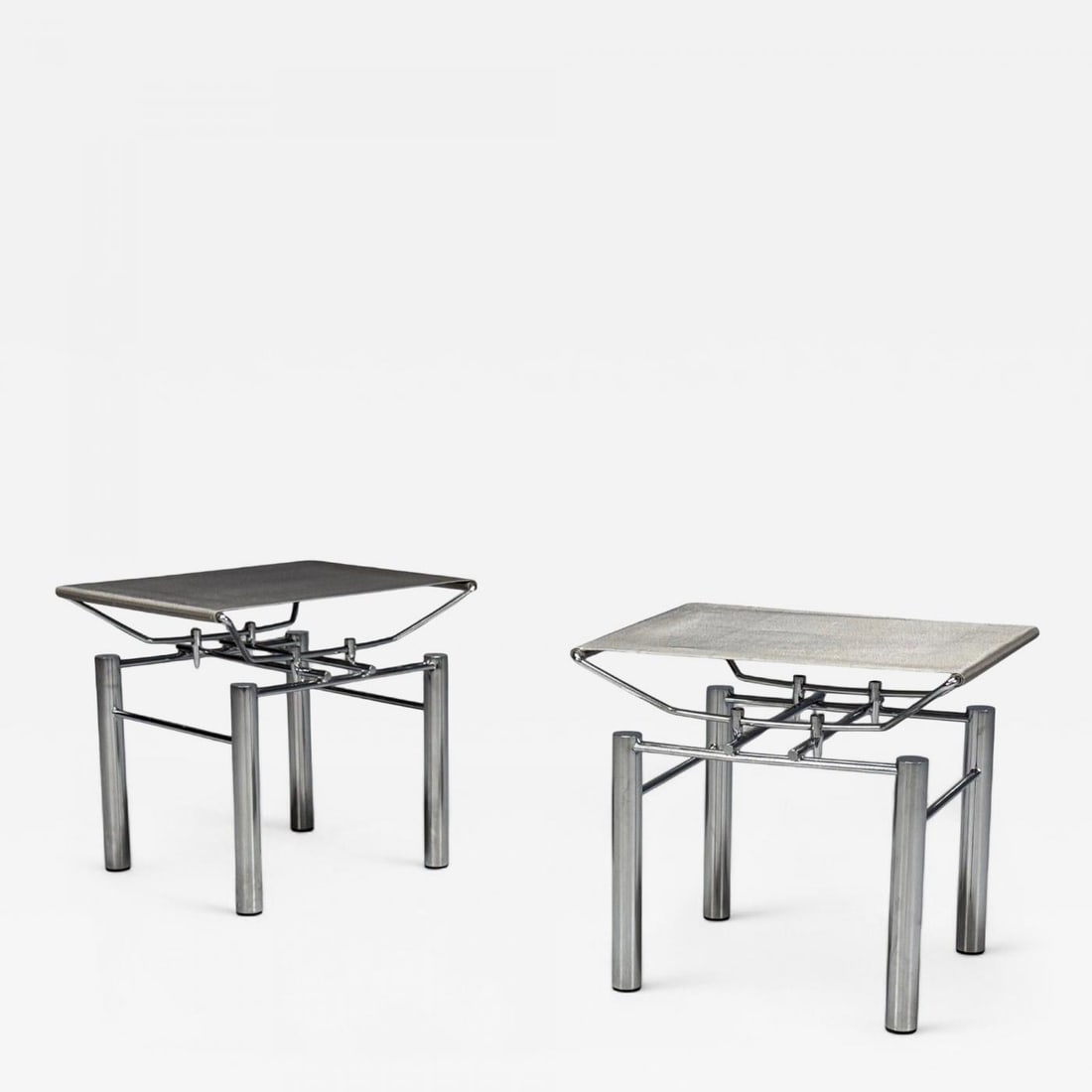 Hans Ullrich Bitsch, Chrome Plated Steel, Aluminum, Stools, Germany, 1980s: Title: Hans Ullrich Bitsch, Chrome Plated Steel, Aluminum, Stools, Germany, 1980s Description: "Hans Ullrich Bitsch, German Mid-Century Modern, Chrome Plated Steel, Aluminum, Series 8600 Stools, Germa
