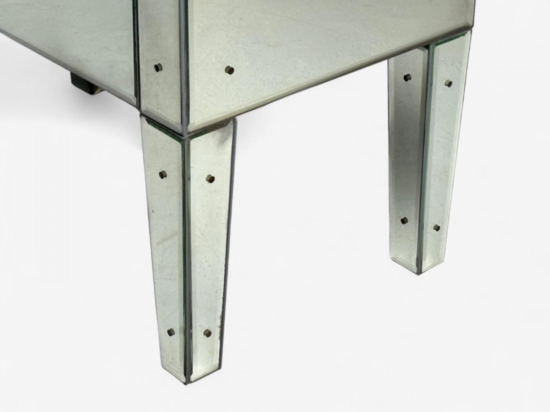 Hollywood Regency Style, Wood, Antique Beveled Glass, Mirrored Nightstands - 12