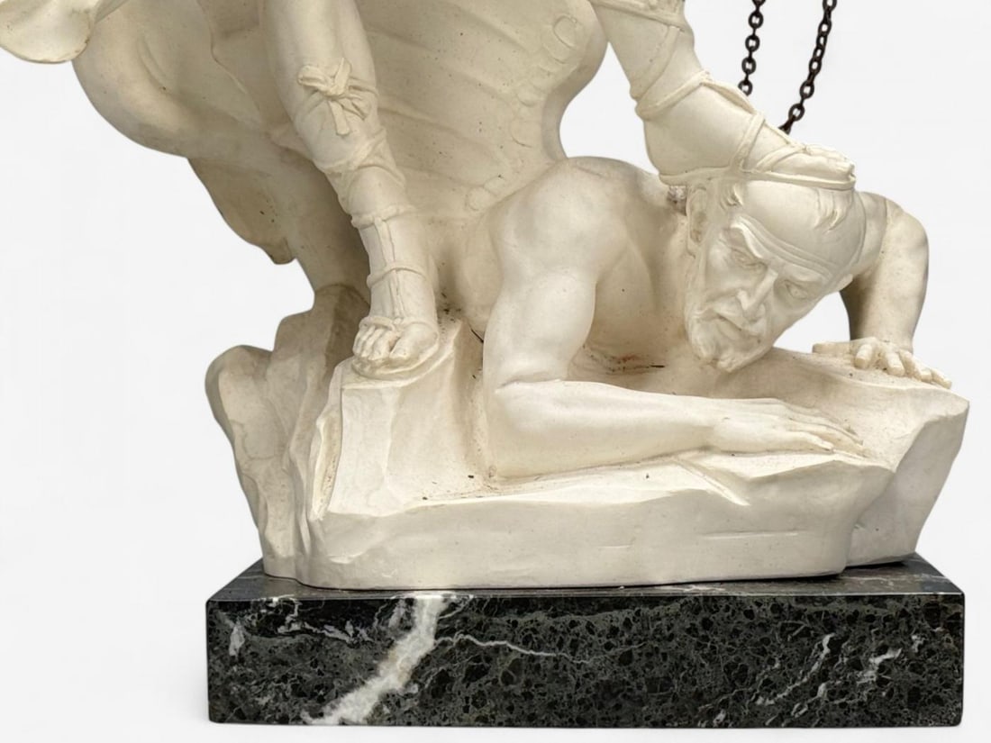 Statue of Saint Michael the Archangel, Composite, Marble Base, Italy, 20th c. - 10