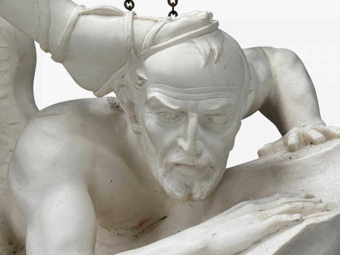 Statue of Saint Michael the Archangel, Composite, Marble Base, Italy, 20th c. - 11