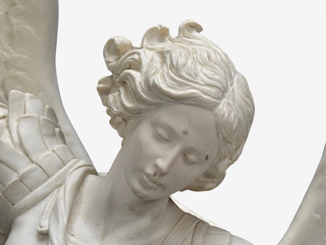 Statue of Saint Michael the Archangel, Composite, Marble Base, Italy, 20th c. - 12