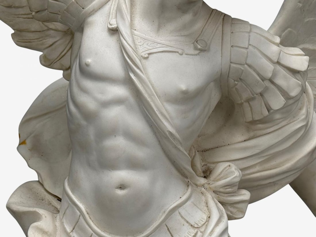 Statue of Saint Michael the Archangel, Composite, Marble Base, Italy, 20th c. - 7