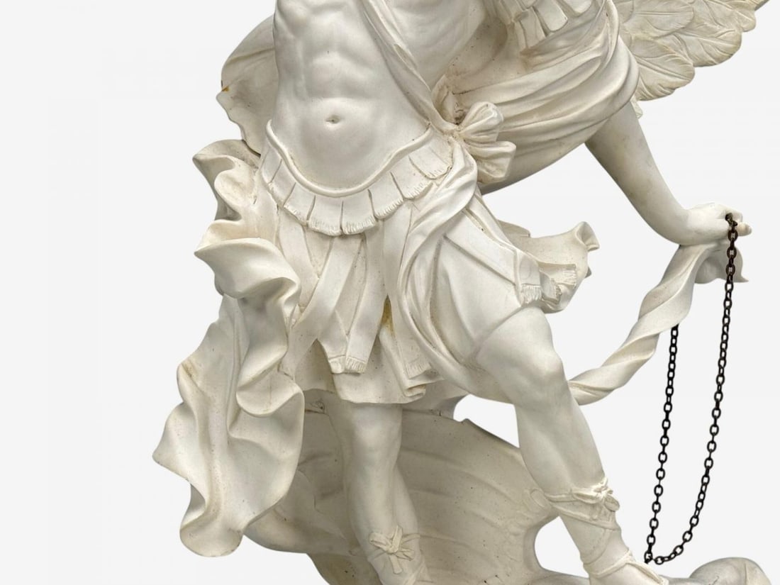 Statue of Saint Michael the Archangel, Composite, Marble Base, Italy, 20th c. - 8