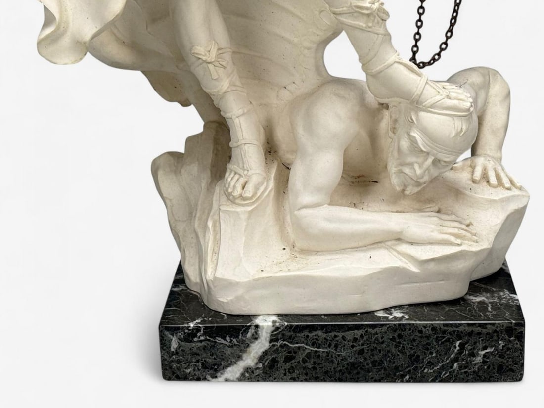 Statue of Saint Michael the Archangel, Composite, Marble Base, Italy, 20th c. - 9