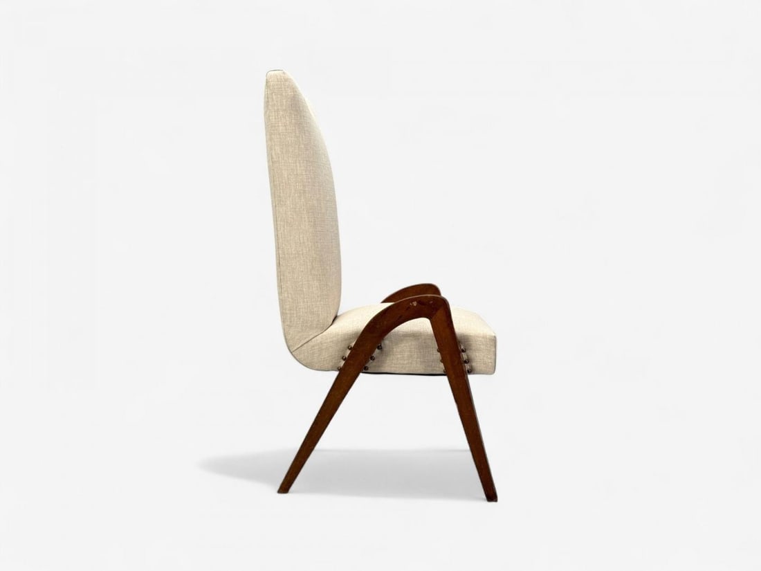 Malatesta & Masson, Beige Fabric, Wood, Occasional Chairs, Italy, 1950s - 11