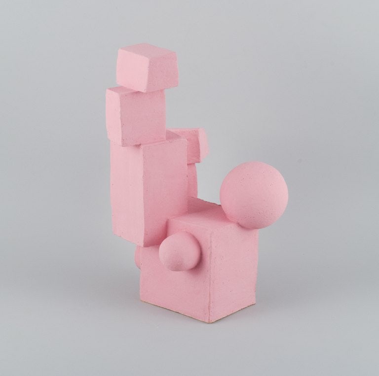 Christina Muff, Danish contemporary ceramicist (b. 1971). Cubist stoneware sculpture. Unique. Soft - 3