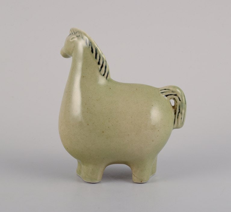 Stig Lindberg (1916-1982) for Gustavsberg. Horse figurine in glazed stoneware with a light green - 3