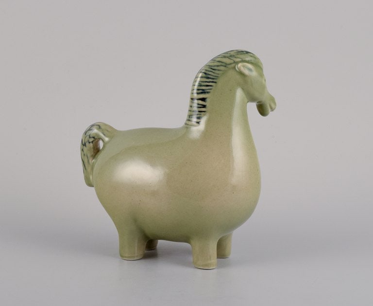 Stig Lindberg (1916-1982) for Gustavsberg. Horse figurine in glazed stoneware with a light green - 2