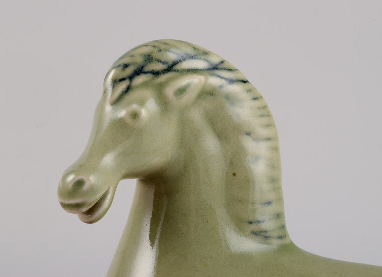 Stig Lindberg (1916-1982) for Gustavsberg. Horse figurine in glazed stoneware with a light green - 4