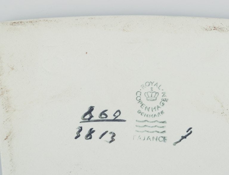 Royal Copenhagen, six Baca faience tiles with patterned glaze in brown, blue, green and sand - 6