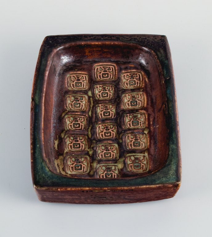 Jørgen Mogensen for Royal Copenhagen, stoneware dish with motif of beetles. (1 of 4)