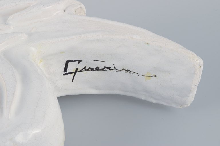 Roger Guerin (1896-1954), unique sculpture in white glazed ceramic in the form of a cat. - 7