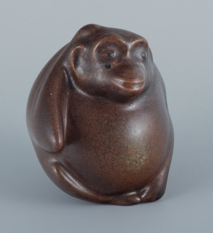 Gösta Grähs for Rörstrand (active 1982-1986), monkey in ceramic.: Title: Gösta Grähs for Rörstrand (active 1982-1986), monkey in ceramic. Description: Gösta Grähs for Rörstrand (active 1982-1986), monkey in ceramic. Glaze in shades of b