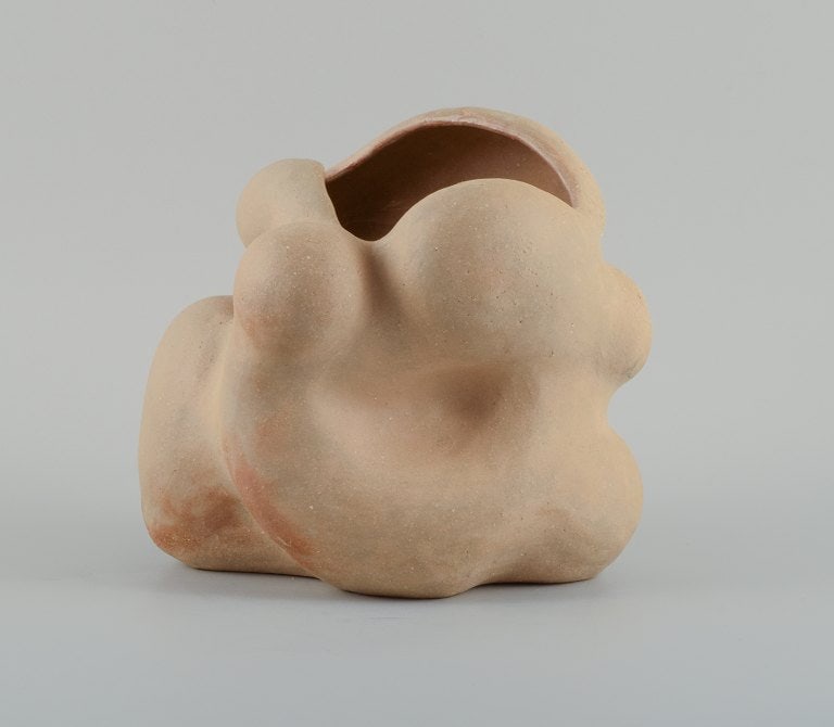 Christina Muff, Danish contemporary ceramicist (b. 1971). Unique organically shaped vase in light (1 of 6)