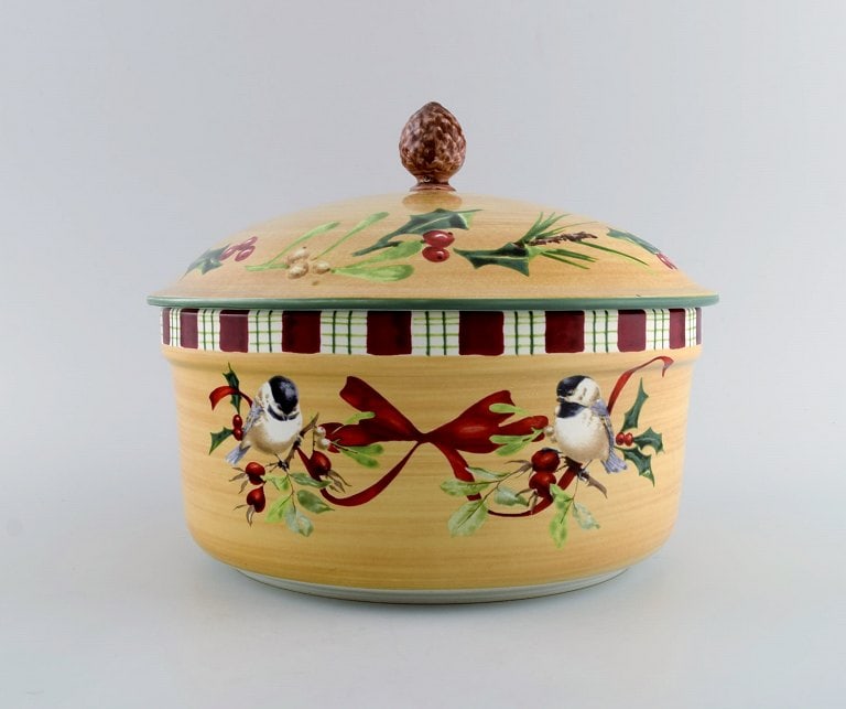 Catherine McClung for Lenox. "Winter greetings everyday". Large lidded tureen in glazed stoneware (1 of 5)