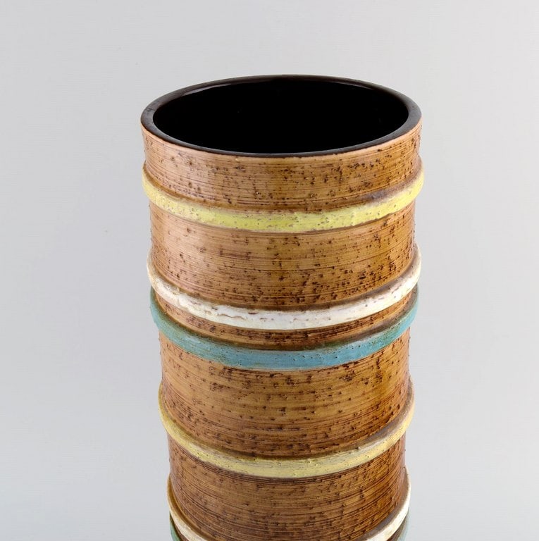 Nittsjö, Sweden. Large vase in glazed stoneware. Beautiful glaze in striped design. 1960s. - 4