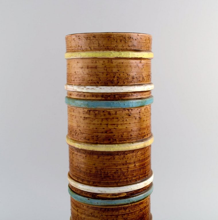 Nittsjö, Sweden. Large vase in glazed stoneware. Beautiful glaze in striped design. 1960s. - 5