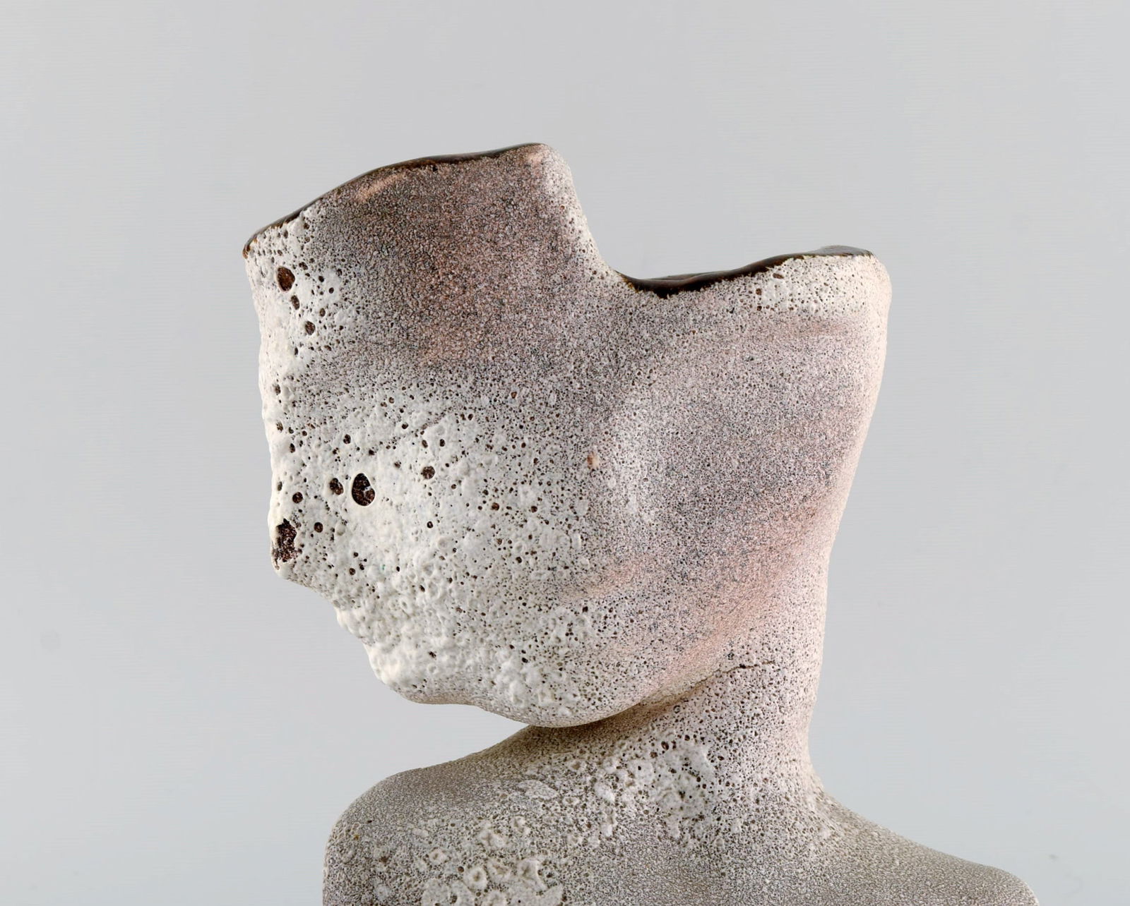 Vallauris, France. Sculptural unique vase in glazed stoneware modeled with a woman's face. The - 2