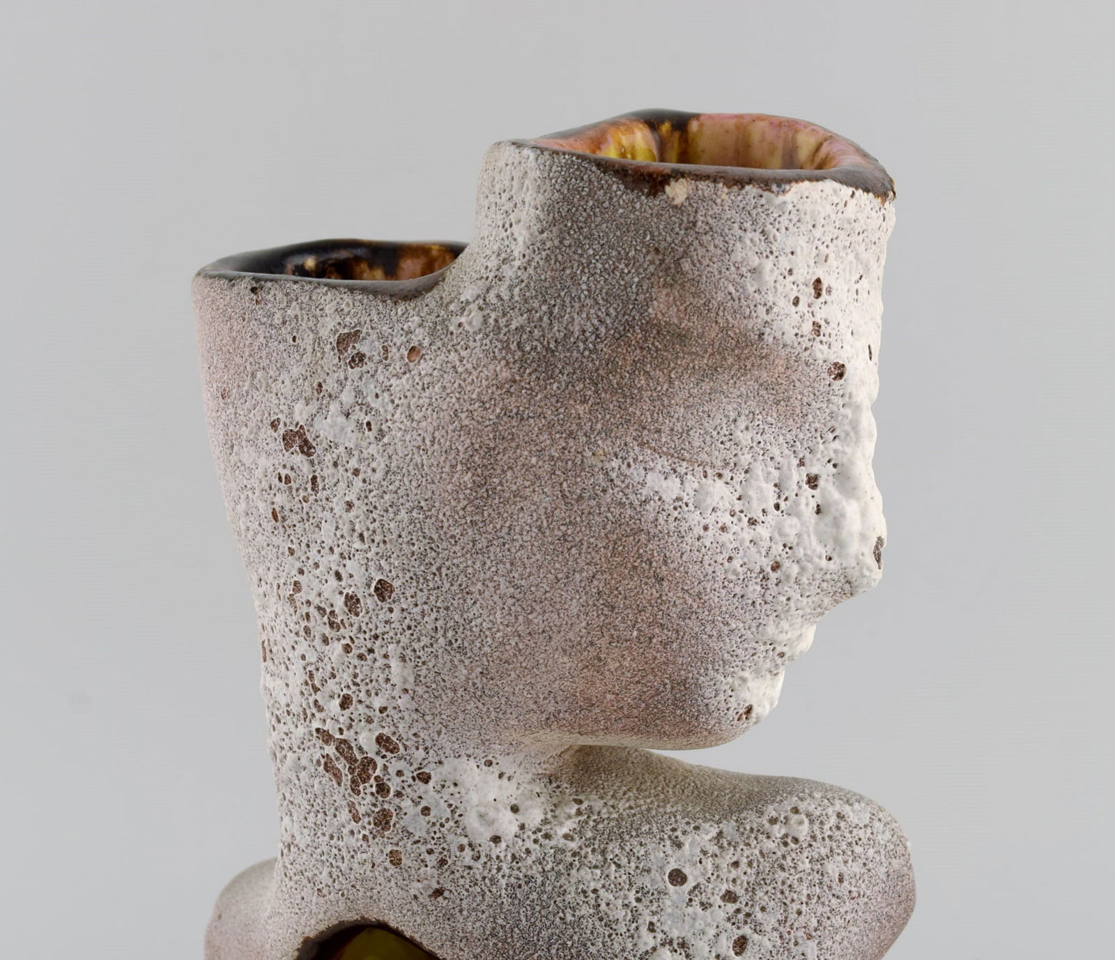 Vallauris, France. Sculptural unique vase in glazed stoneware modeled with a woman's face. The - 6