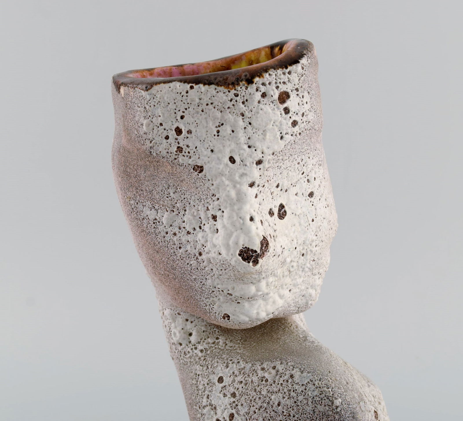 Vallauris, France. Sculptural unique vase in glazed stoneware modeled with a woman's face. The - 8