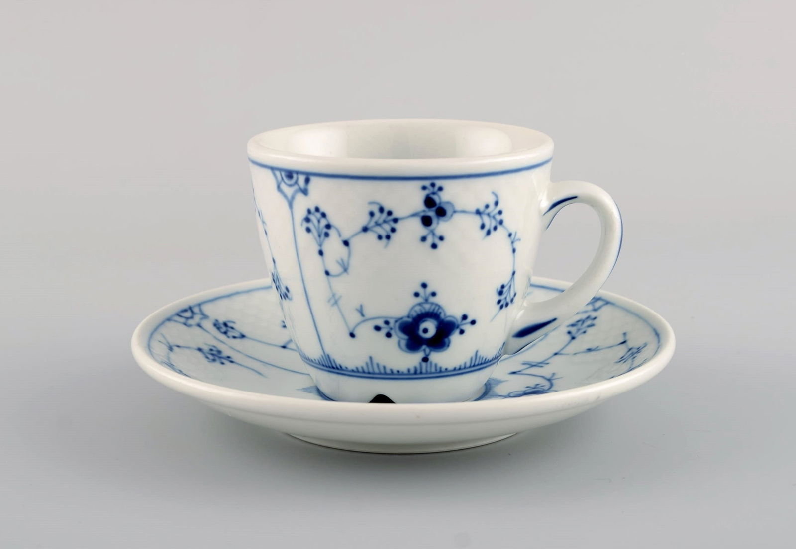 Bing & Grondahl Blue Fluted Hotel Coffee cup with saucer. Model number 744. 35 sets in stock. (1 of 4)