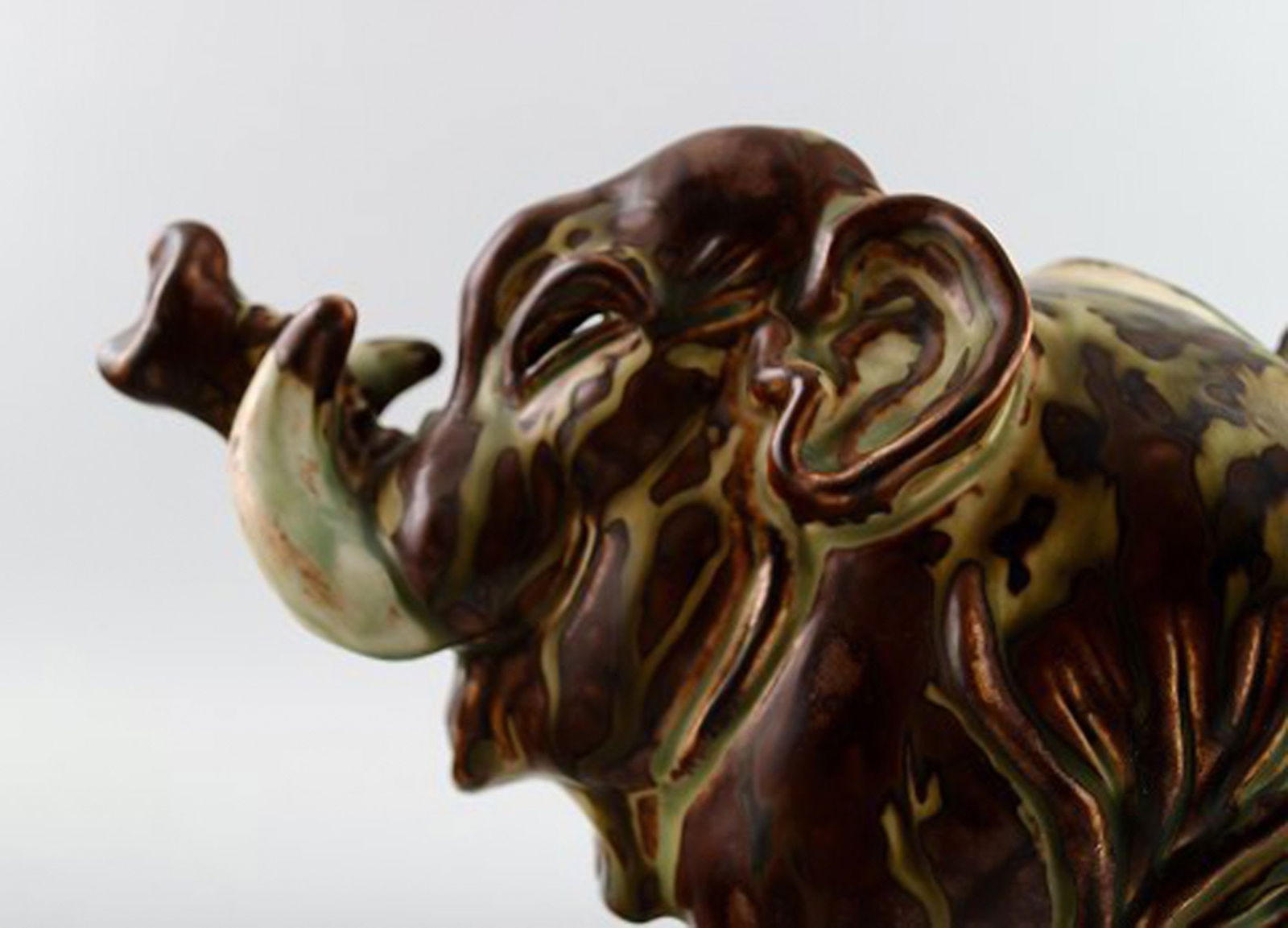 Royal Copenhagen large stoneware figure of happy baby elephant. Designed by Knud Kyhn. Decoration - 3