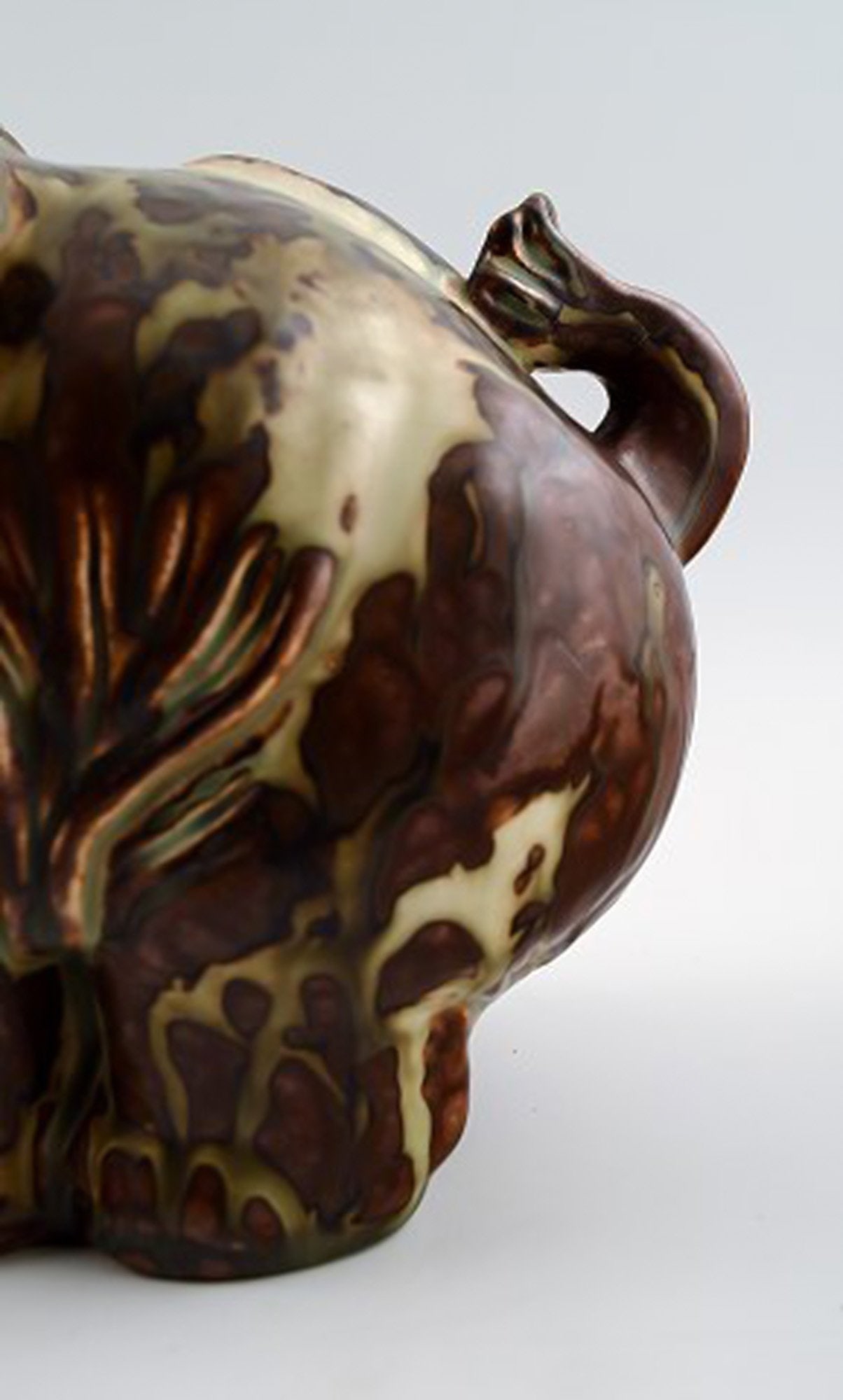 Royal Copenhagen large stoneware figure of happy baby elephant. Designed by Knud Kyhn. Decoration - 4