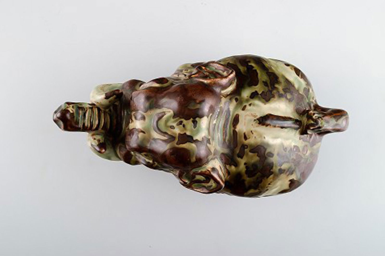 Royal Copenhagen large stoneware figure of happy baby elephant. Designed by Knud Kyhn. Decoration - 5