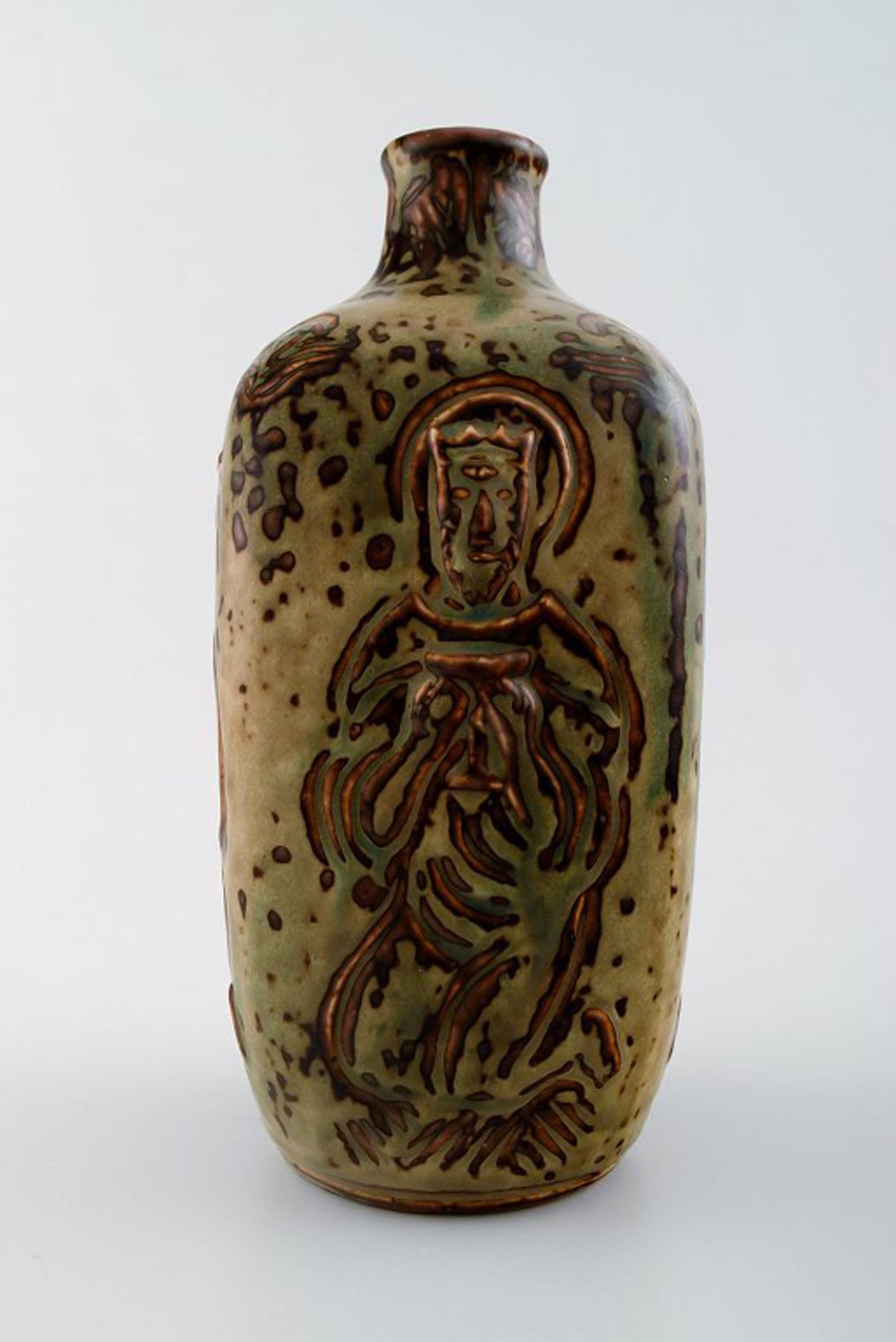 Royal Copenhagen Jais Nielsen ceramic vase, sung glaze. Biblical motives. (1 of 7)