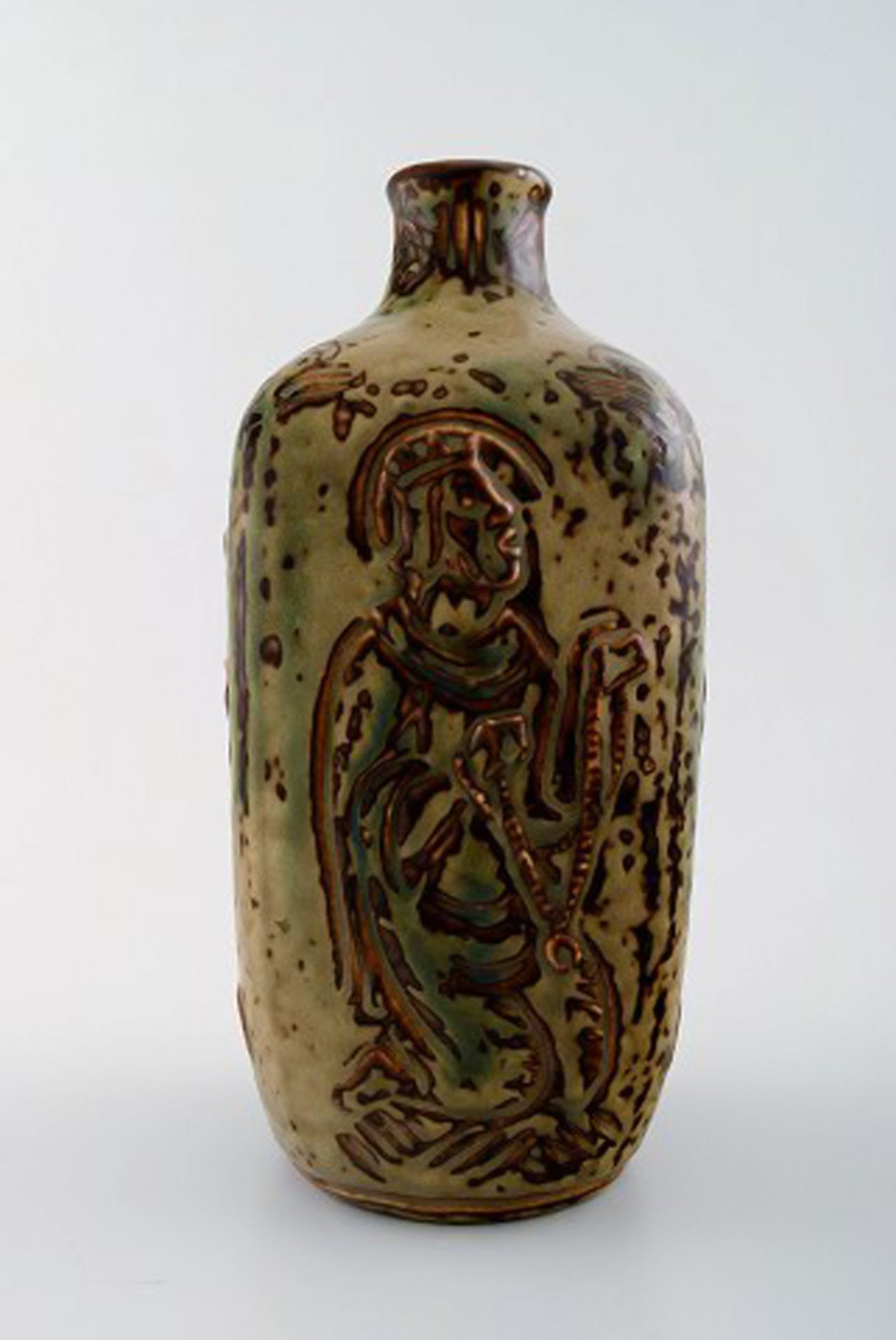 Royal Copenhagen Jais Nielsen ceramic vase, sung glaze. Biblical motives. - 2