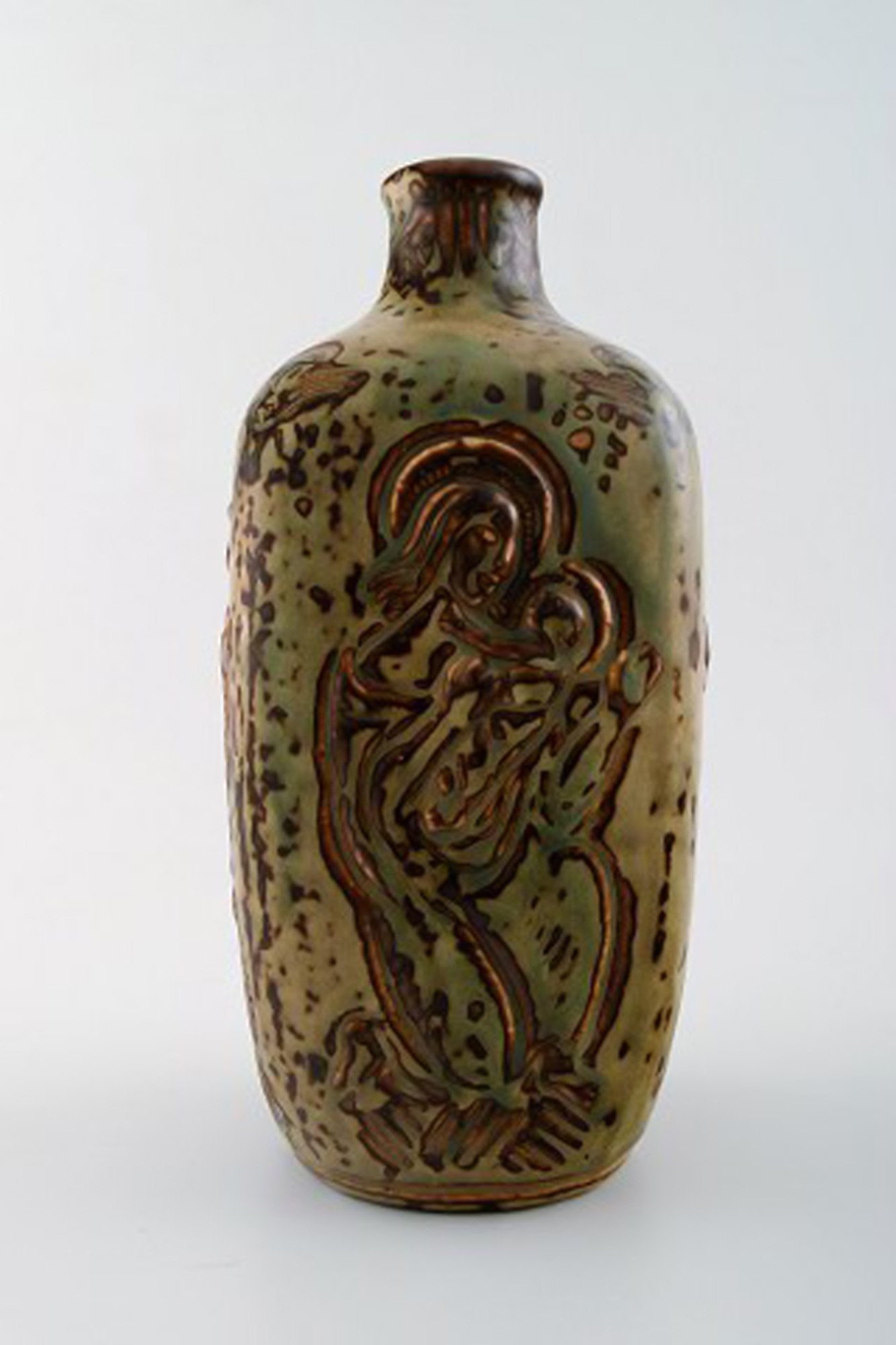 Royal Copenhagen Jais Nielsen ceramic vase, sung glaze. Biblical motives. - 3