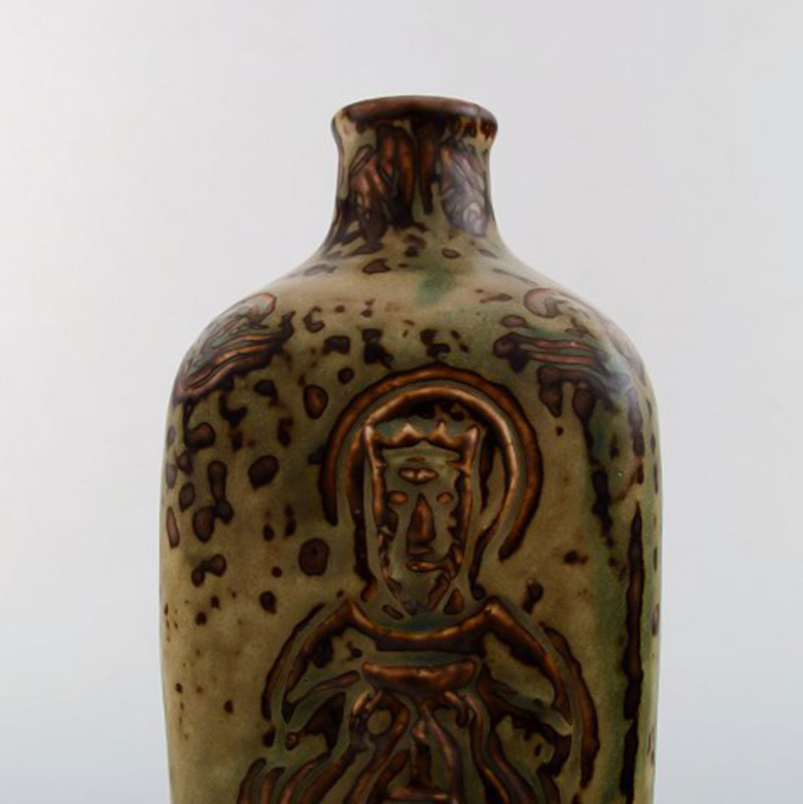 Royal Copenhagen Jais Nielsen ceramic vase, sung glaze. Biblical motives. - 5