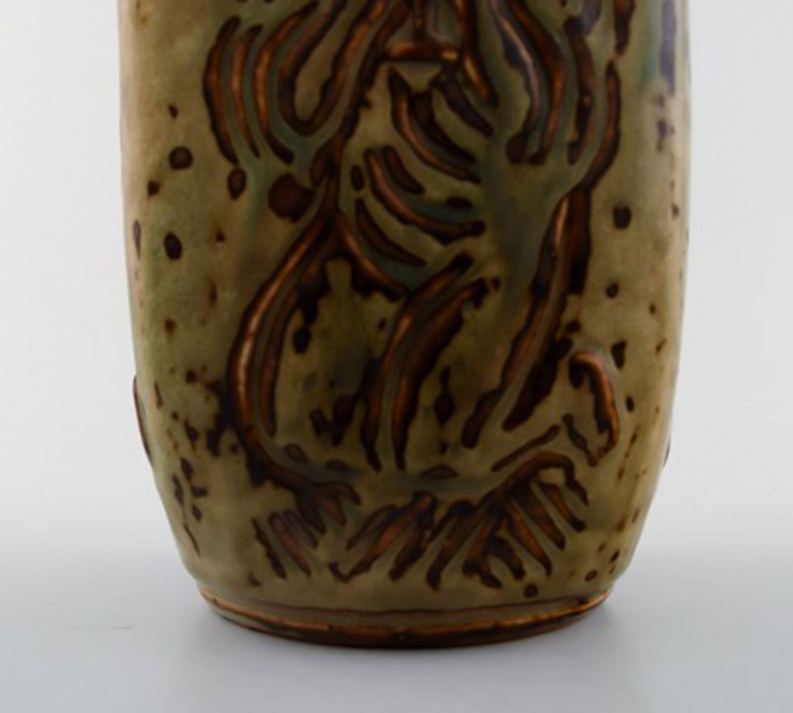 Royal Copenhagen Jais Nielsen ceramic vase, sung glaze. Biblical motives. - 6