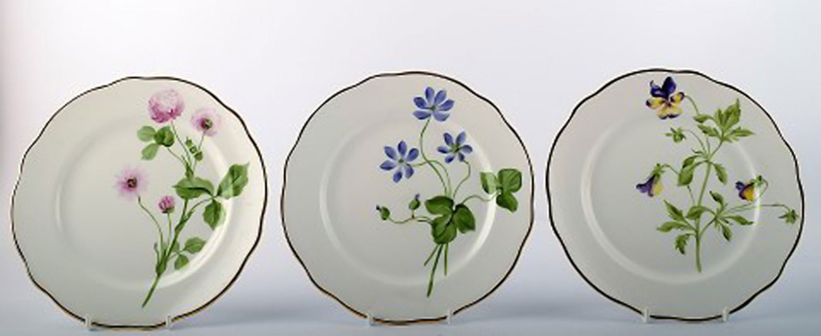 Art nouveau Rorstrand, set of 11 porcelain plates with floral motifs. - 2