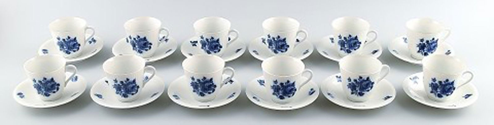 12 p. Rörstrand Blue rose mocha service. - 2