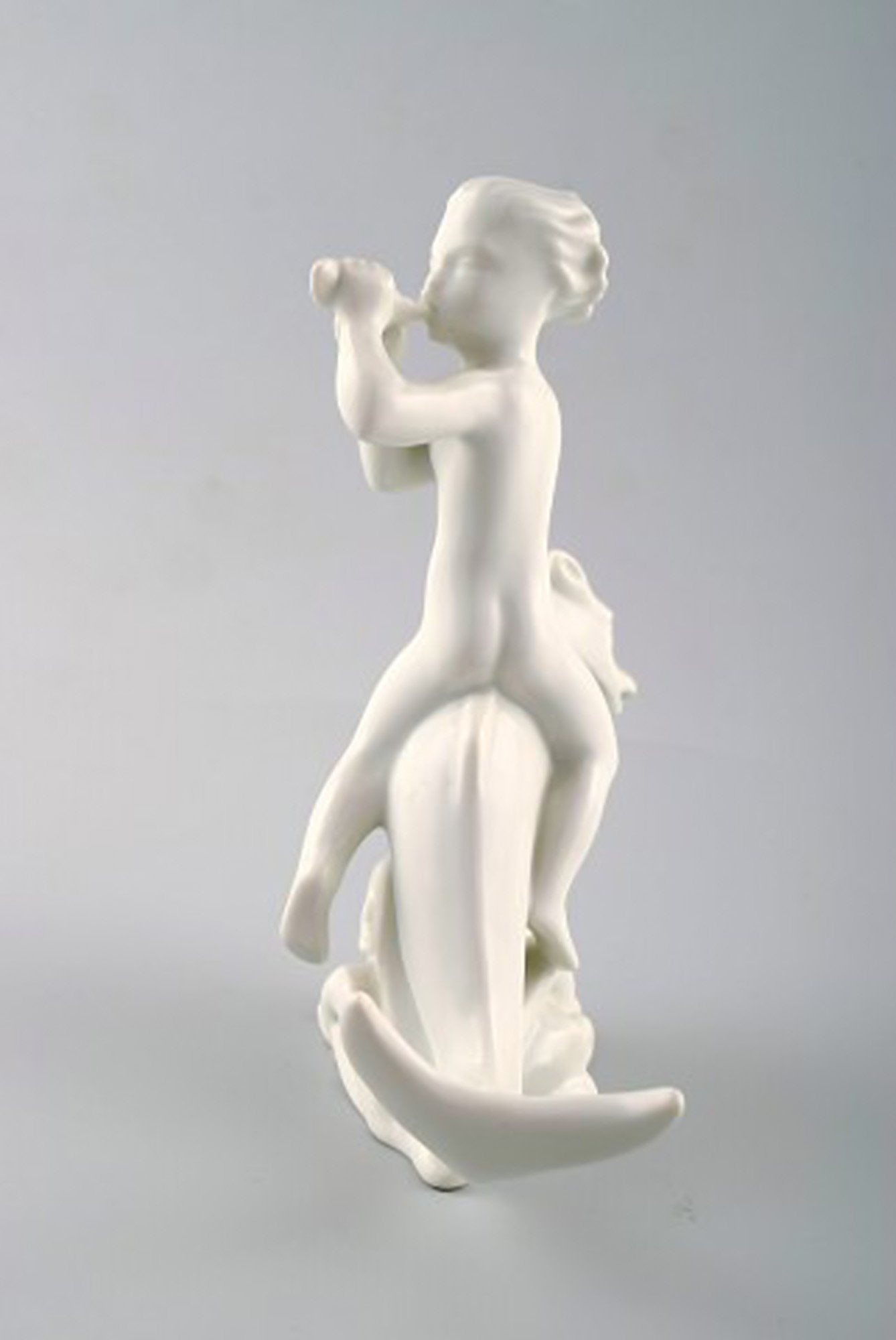 Harald Salomon for Rörstrand, blanc de chine / white glazed figure of a fawn riding on fabel - 4