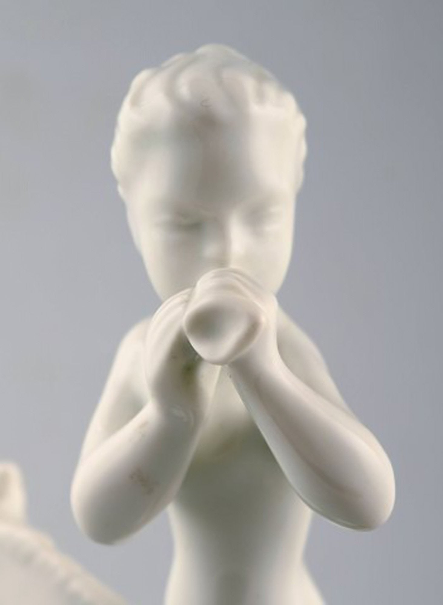 Harald Salomon for Rörstrand, blanc de chine / white glazed figure of a fawn riding on fabel - 5