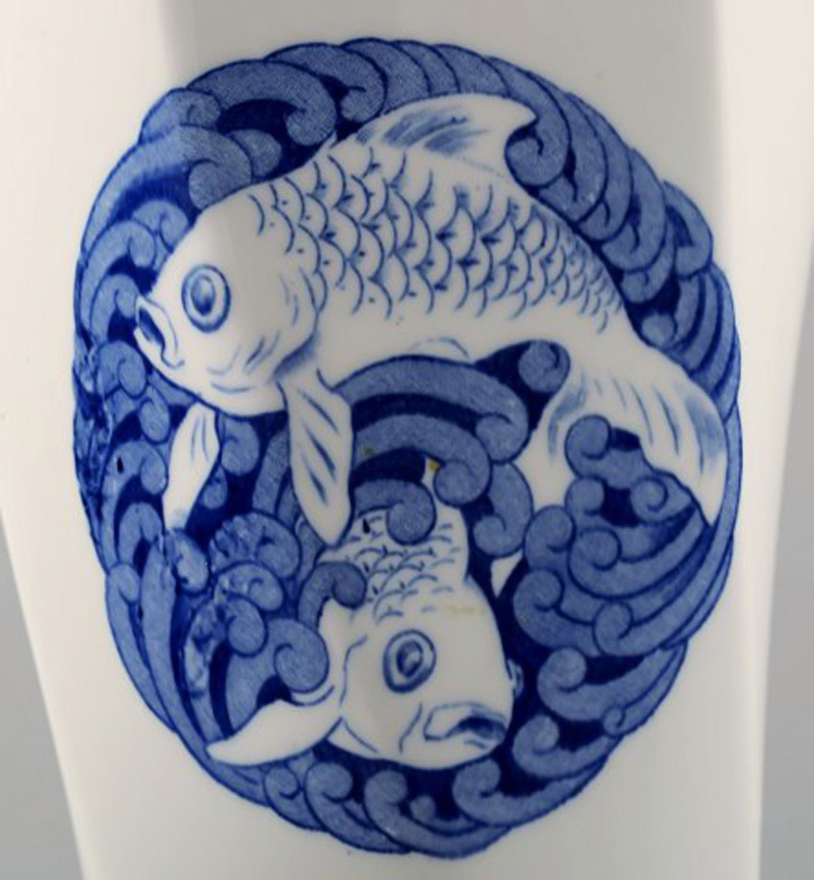 Rörstrand, large vase in faience decorated with fish. - 3