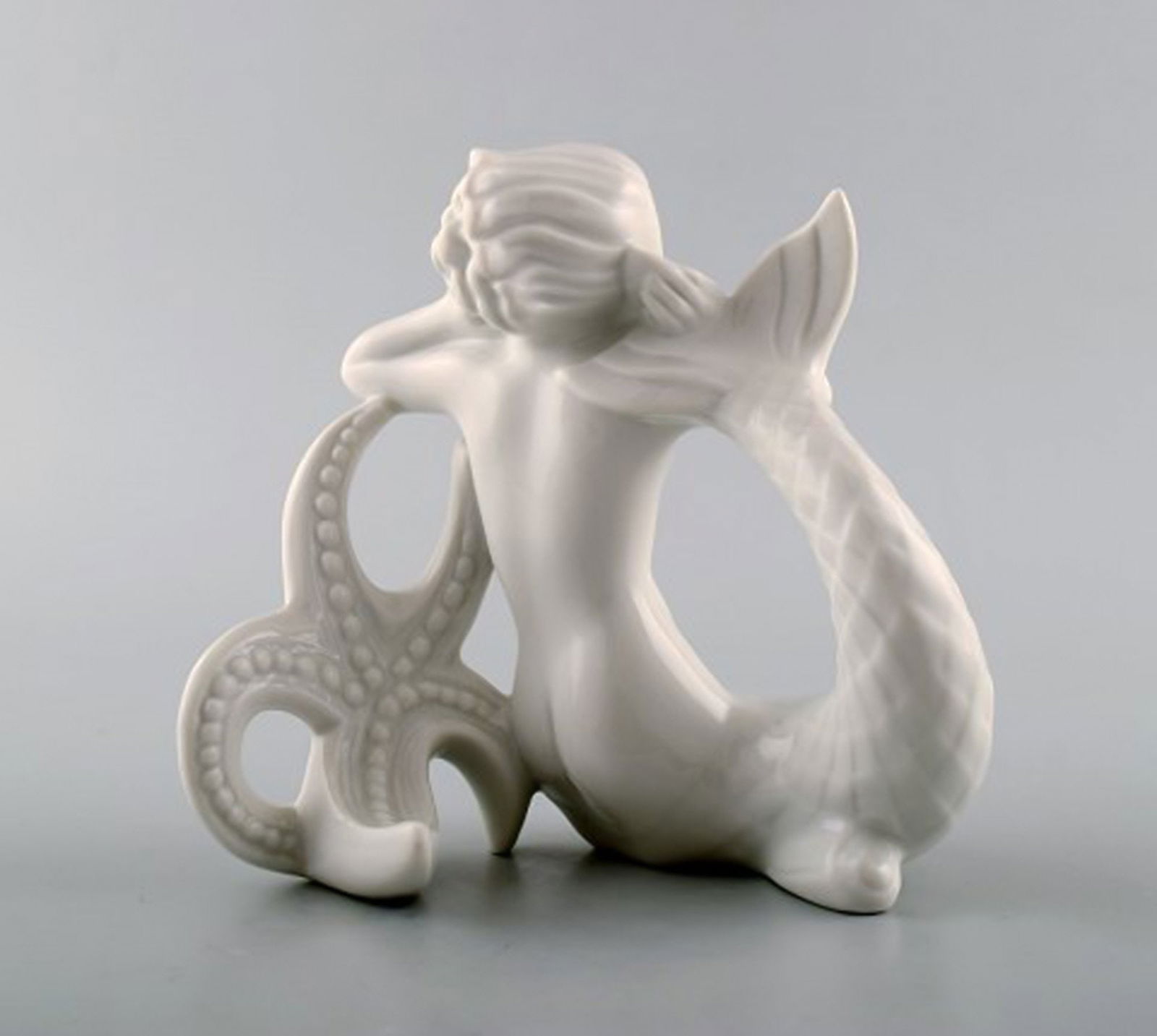 Harald Salomon for Rörstrand, white glazed figure of a faun / pan. - 2