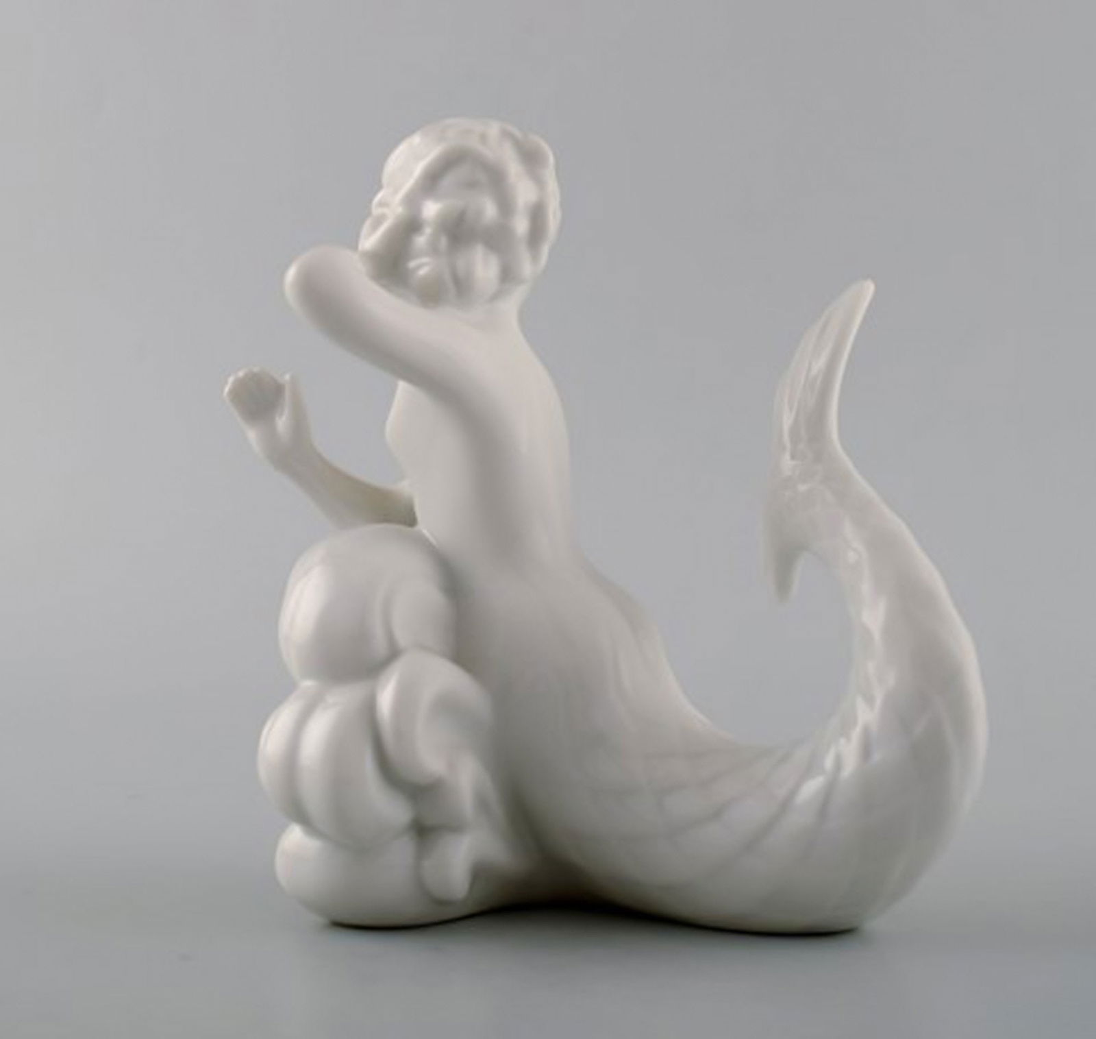 Harald Salomon for Rörstrand, white glazed figure of a faun/pan. - 3