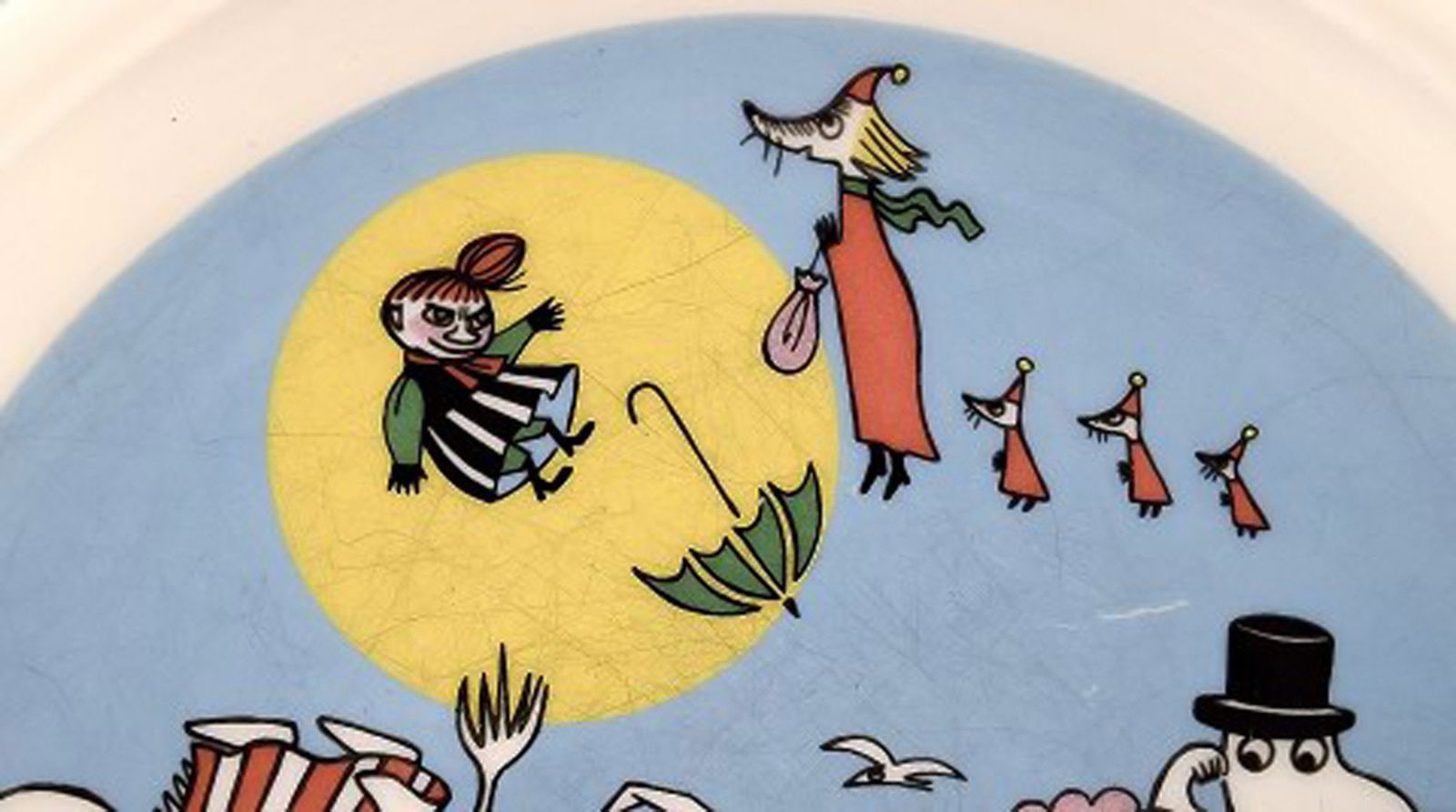 Arabia, Finland. "The flying moomins" Porcelain plate with motif from "Moomin". - 3