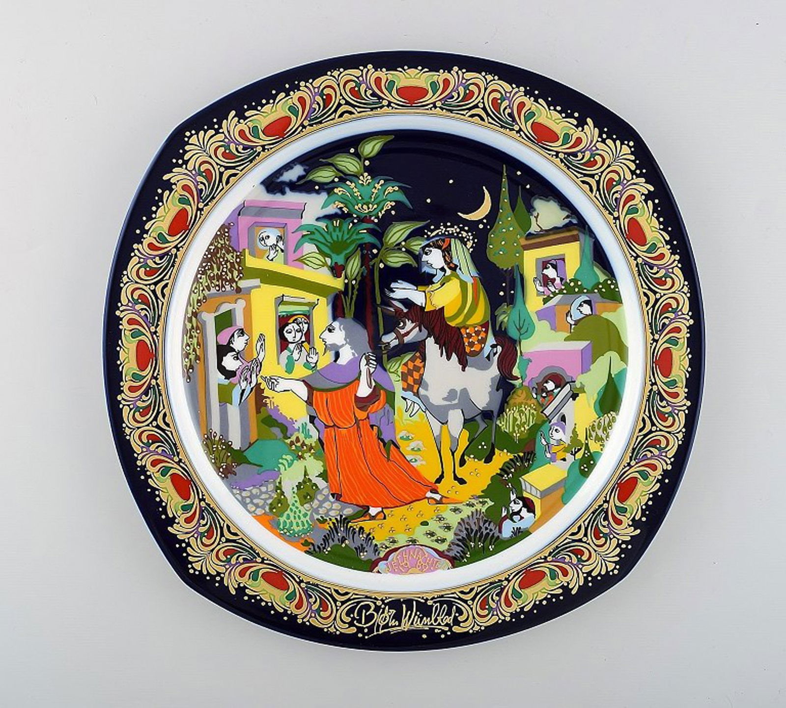 Bjørn Wiinblad for Rosenthal. Christmas plate in porcelain from 1989. (1 of 4)