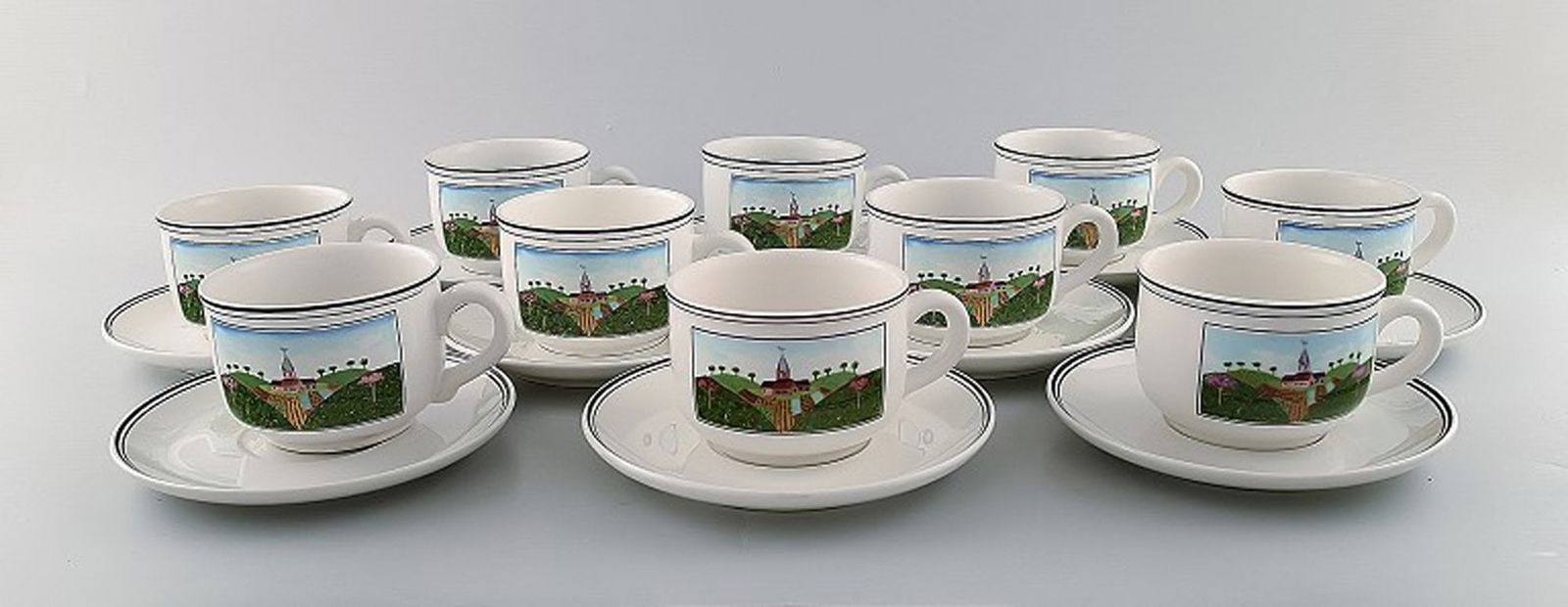 Villeroy & Boch Naif coffee service in porcelain. A set of 10 large cups with saucers decorated with (1 of 7)