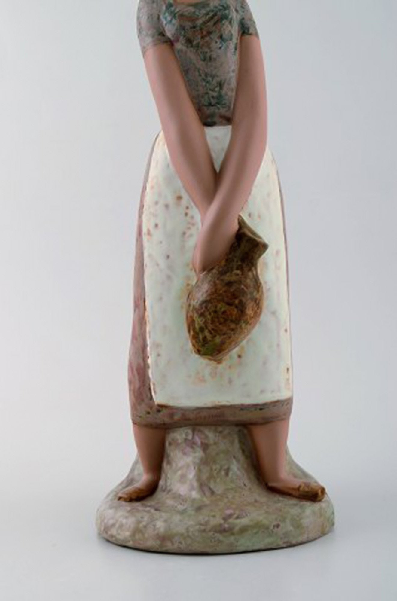 Lladro, Spain. Large figure in glazed ceramics. Woman carrying water. Late 20th century. - 5