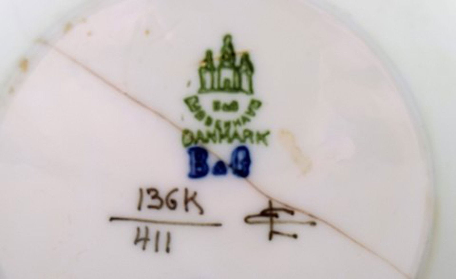 Art deco crackle porcelain vase, B&G, Bing & Grondahl, decorated with a deer. - 5