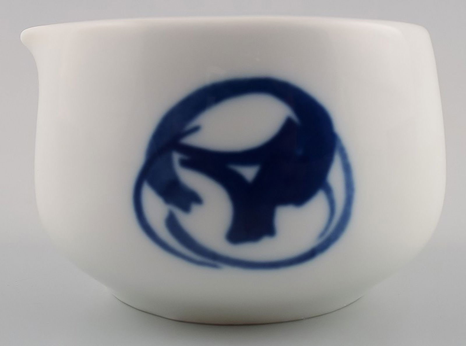 Bing & Grondahl B&G Blue Koppel, creamer. Designed by Henning Koppel.: Title: Bing & Grondahl B&G Blue Koppel, creamer. Designed by Henning Koppel. Description: Bing & Grondahl B&G Blue Koppel, creamer. Designed by Henning Koppel. Decoration number 303. Length 7.5 cm.