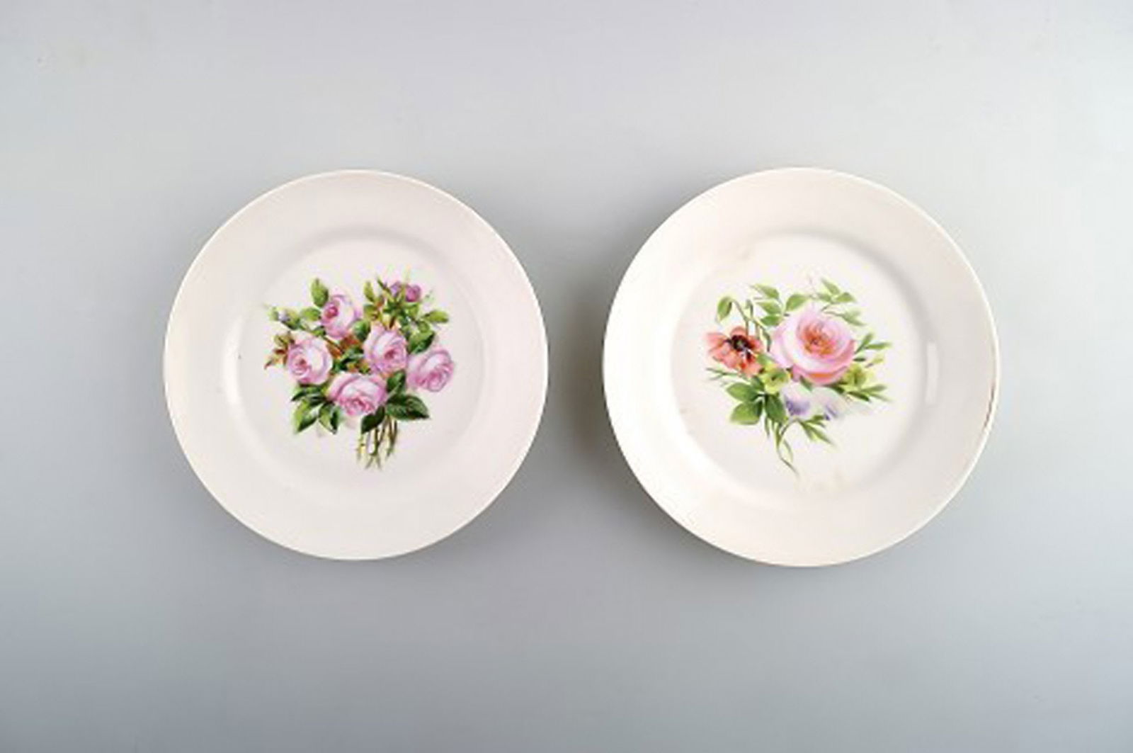 7 Antique B&G Bing & Grondahl plates decorated with flowers. Hand painted. - 2